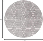 Unique Loom Trellis Frieze Collection Area Rug - Geometric (6' Round, Light Gray/ Ivory)
