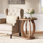 Tribesigns End Table, Round Side Table with Storage, Farmhouse Nightstand Bedside with Round Tabletop, Accent End Table for Living Room Bedroom Small Space, Wooden Accent Furniture (2, Brown)
