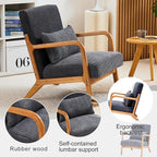 Accent Chairs, Mid-Century Modern Chair with Pillow, Armchair with Solid Wood, Reading Relaxing Leisure Chair for Living Room（Dark Grey）