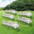 50 Pack Plastic White Folding Chairs with 350-LBS Capacity, Lightweight Portable Indoor Outdoor Chairs, Stackable Commercial Seat with Steel Frame for Office, Party, Graduations, Kitchen