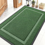 OLANLY Front Door Mat Indoor Outdoor Entrance, Waterproof All-Season, All-Weather Doormat, Sturdy Natural Rubber, Fade Resistant, Low Profile, Easy Clean Patio Porch Entryway Mat, 71x47, Green