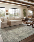 Loloi Magnolia Home by Joanna Gaines Sinclair Collection SIN-04 Natural/Sage 2'-3" x 3'-9", .25" Pile Height, Machine Washable, Accent Rug