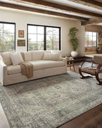 Loloi Magnolia Home by Joanna Gaines Sinclair Collection SIN-04 Natural/Sage 2'-3" x 3'-9", .25" Pile Height, Machine Washable, Accent Rug