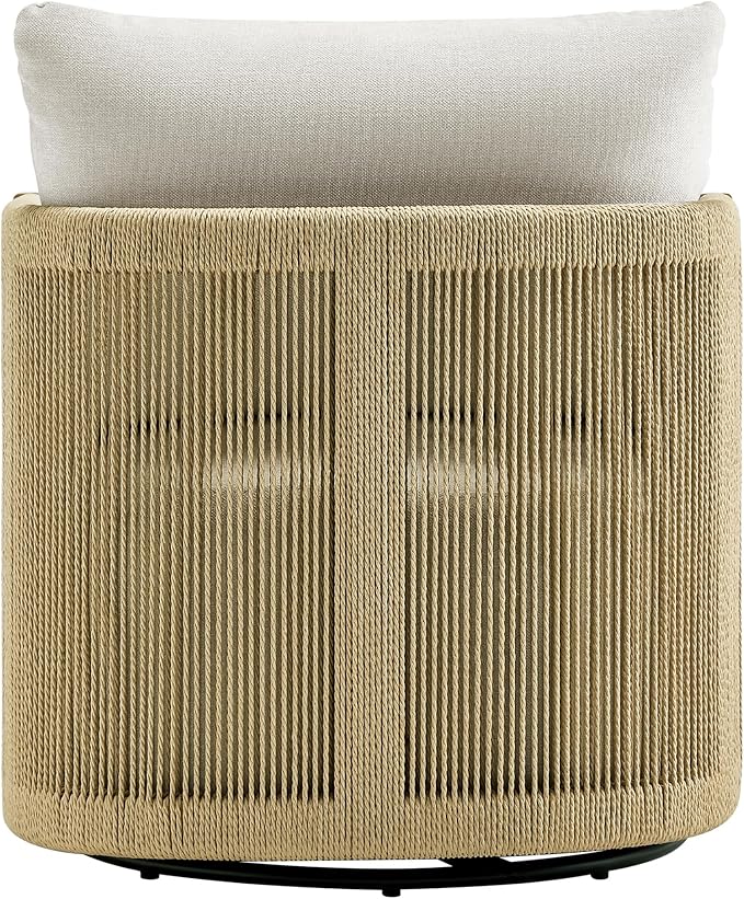 CHITA Braid Swivel Accent Chairs, Modern Comfy FSC Certified Armchair with Paper Cord & Wood Frame for Living Room and Bedroom, Fully Assembled - Mink
