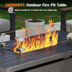 Metal Patio Furniture Set with 51inch Grey Fire Pit Table, 6-Piece Modern Outdoor Conversation Set with 6-Inch Thick Cushions, Outdoor Furniture Set for Garden, Backyard, Balcony, Poolside (Warm Grey)