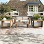 HERA'S HOUSE 5 Pieces Sectional Outdoor Patio Furniture Set, Modular Patio Conversation Set with 2 All Weather Rattan Wicker Sofas with 5.3" Widened Armrest, 2 Comfy Armchairs, and 1 Coffee Table