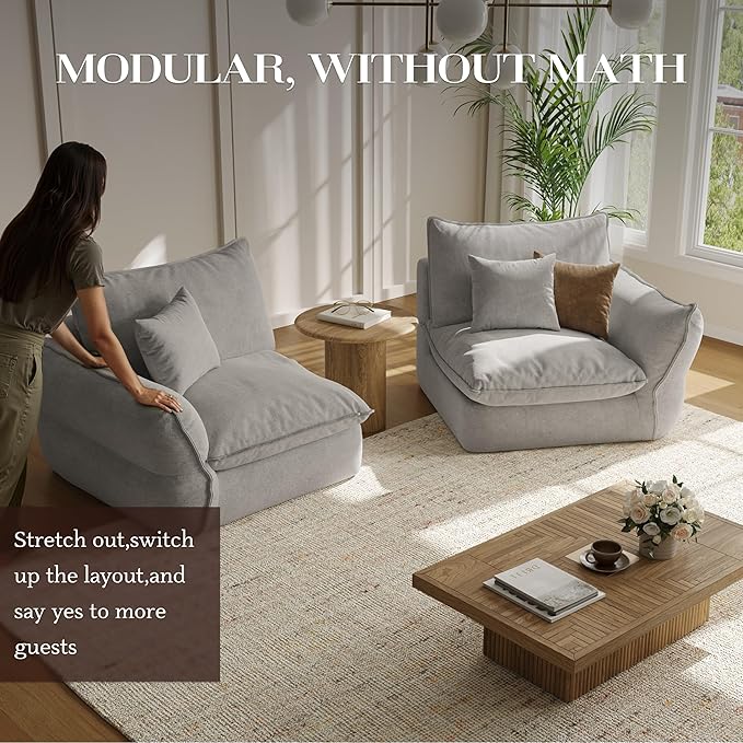 81'' Down Blend Loveseat, Deep Seat Cloud Sofa with Feather-Filled Cushions, Ultra Soft Sink-in Comfort Couch for Living Room, Modern Oversized Sofa – Pebble Gray
