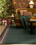 RUGGABLE x Morris & Co Machine Washable Area Rug – Fruit Stripe Spruce Green 5x7, Stain-Resistant, Non-Slip – Medium Rugs for Living Room, Bedroom, Hallway, Entryway & Office–with Cushioned Pad