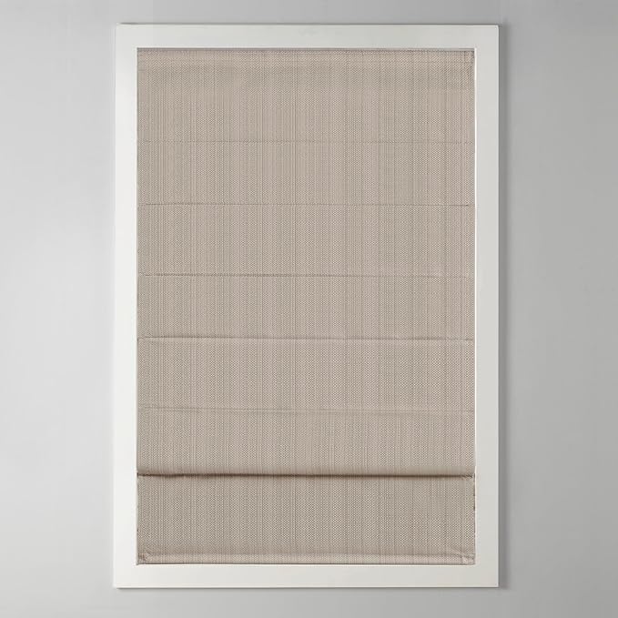 Madison Park Galen Cordless Roman Shade, 23"W x 64"H, Sheen Taupe – Room Darkening, Thermal Insulated, Energy Efficient Window Blind with Subtle Sheen Basketweave Fabric for Privacy