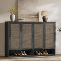 SICOTAS Rattan Shoe Storage Cabinet - Modular Shoe Cabinets with Door Tall Large Shoe Cabinet Storage for Entryway - 65.6" Wide Modular Cabinet for Hallway, Living Room