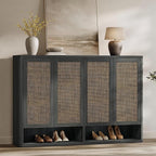 SICOTAS Rattan Shoe Storage Cabinet - Modular Shoe Cabinets with Door Tall Large Shoe Cabinet Storage for Entryway - 65.6" Wide Modular Cabinet for Hallway, Living Room