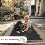 nuLOOM 10' x 13' Outdoor Area Rug, Casual Design with Striped Border, Stain Resistant, Highly Durable, for Patio, Balcony, Bedroom, Living Room, Dining Room, Bathroom, Dark Grey