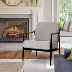 Modern Accent Chairs Set of 2 for Living Room Bedroom Mid Century Arm Chairs Upholstered Office Accent Chairs Comfy Waiting Room Chairs with Metal Frame, Grey
