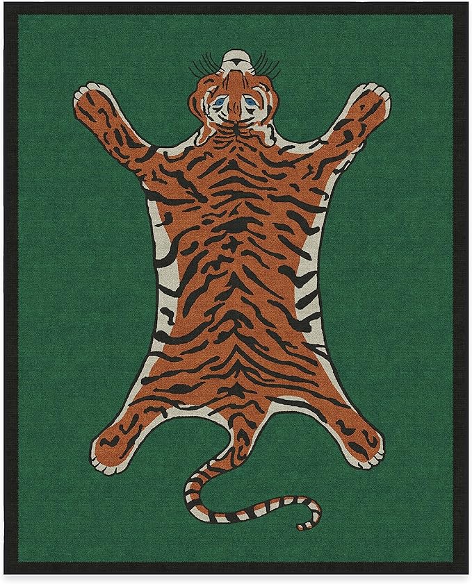 RUGGABLE x Jonathan Adler Washable Modern Area Rug – Tiger Emerald 8x10, Stain-Resistant, Non-Slip – Large Machine Washable Rugs for Living Room, Bedroom, Hallway, Entryway & Office–with Standard Pad