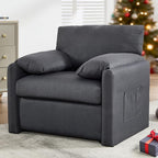 Oversized Accent Chair 38" Wide Mid-Century Modern Armchair for Living Room,USB and Type-C Ports,Comfy Reading Chairs for Bedroom with Side Pockets,Single Sofa Chair(Darkgrey, Set of 1)