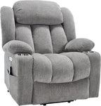 Power Lift Chair for Elderly, Electric Recliner Chair with 8-Point Vibration Massage and Lumbar Heating, Charging Ports, Cup Holders, Standing Assistance Reclining - Light Gray
