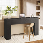 Tribesigns 63-Inch Wooden Console Table with 2 Hidden Drawers, Farmhouse Rustic Brown Sofa Table for Living Room, Hallway, Entrance, Foyer, Easy Assembly (Black)