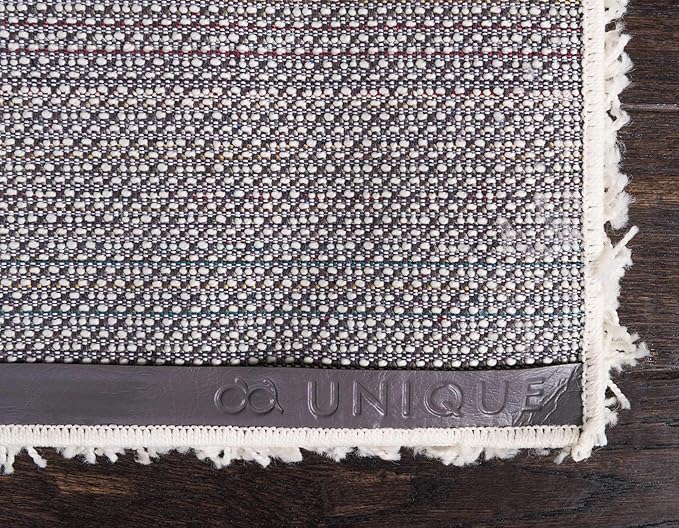 Unique Loom Solid Shag Collection Area Rug (6' 1" x 9' Rectangle, Pure Ivory)