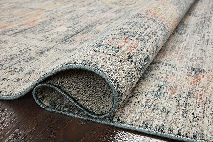Loloi Magnolia Home by Joanna Gaines Millie Collection MIE-01 Blue/Multi 11'-6" x 15'-7", .25" Pile Height, Area Rug