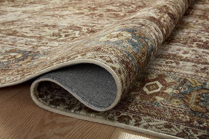 Loloi Magnolia Home by Joanna Gaines Sinclair Collection SIN-01 Rust/Lagoon 5'-0" x 7'-0", .25" Pile Height, Machine Washable, Area Rug