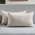 FUTEI Natural Decorative Throw Pillow Covers 12x20 Inch Set of 2,Soft Linen Slub Texture Pillow Case,Farmhouse Home Decor for Couch Bed Living Room