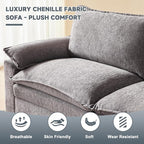 114 Inch Cloud Couch Sectionals with Ottoman, Big Comfy Modular Couches, Cloud Sofas, L Shaped 5 Seat Modular Sectional Sofa, Modern Sectional Couches for Living Room, Deep Seat Sofa, Grey