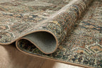 Loloi Magnolia Home by Joanna Gaines Banks Collection BAN-05 Spice/Blue 3'-6" x 5'-6" .13" Pile Height, Machine Washable, Accent Rug