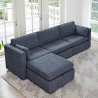 CHITA Oversized Modular Sectional Sofa, FSC Certified Large L Shaped Couch, Modular Sectional Couch for Living Room,112 inch Width,4 Seat Modular Sofa with Storage Ottoman, Blue