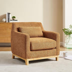 VANOMi 31" Living Room Chairs, Sherpa Comfy Arm Chair with Wood Frame, Modern Accent Chairs for Bedroom, Reading, Light Orange
