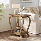 Tribesigns End Table, Narrow Wood Side Table with Storage Shelves, 2-Tier Bedside Accent Furniture for Living Room, Small Spaces, Bedroom, Brown (2, Brown)
