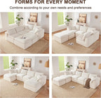 143" Cloud Sectional Couch, Boneless couches for Living Room，U Shaped Couch with Convertible Ottoman, Modular Sectional Sofa with Deep Seat, Comfy Soft Cushions, No Assembly, Beige