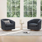 CHITA Swivel Accent Chair Set of 2, FSC Certified Upholstered Fabric Barrel Chair for Living Room, Fully Assembled, Midnight