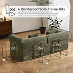 79" Convertible Sofa Bed with Fixed-Shape Frame & Removable Armrests, Modular Corduroy Sleeper Sofa, Folding Mattress Couch for Small Spaces - No Assembly Needed in Light Green (Includes 2 Pillows)