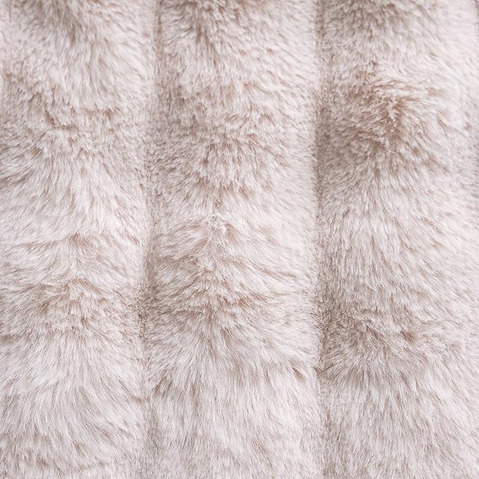 Neelvin Beige Faux Fur Cozy Soft Double-Sided Decorative Throw Pillow Covers 18x18 inch Set of 2,Velvet Pillowcase Cushion Case for Sofa Couch