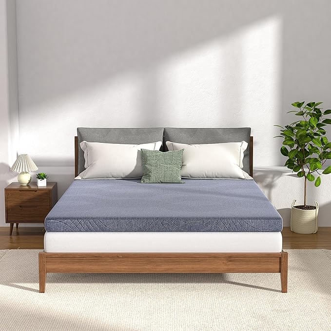 VECELO Gel Infused Memory Foam Mattress Topper Queen Size, 4 Inch Fresh Cooling Mattress Pad with Washable Cover for Queen Mattress, Pain Pressure Relieve Bed Topper, Breathable, Comfort