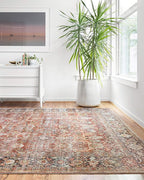 Loloi Layla Collection LAY-02 Spice/Marine 9'-0" x 12'-0" .13" Thick Area Rug, Soft, Durable, Vintage Inspired, Distressed, Low Pile, Non-Shedding, Easy Clean, Printed, Living Room Rug