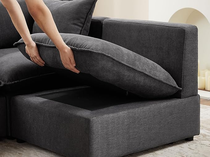 VANOMi Modular Sectional Sofa, 8 Seater Sleeper Sectional Sofa Modular Sectional Couch for Living Room, Sofa Bed-L