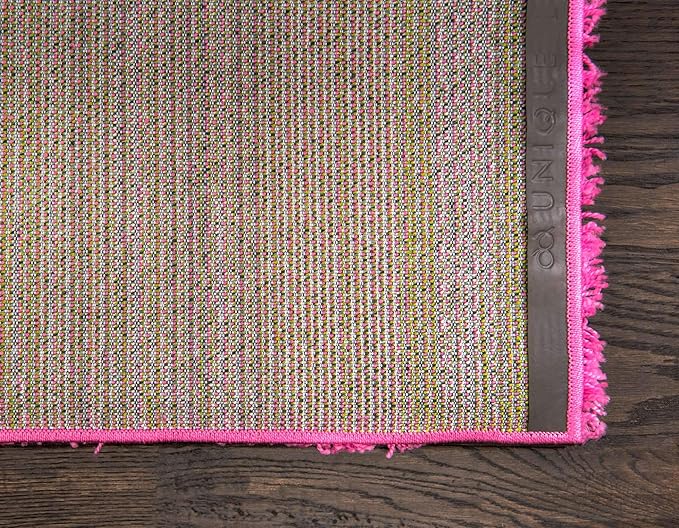 Unique Loom Solid Shag Collection Area Rug (5' 3" x 8' Rectangle, Taffy Pink)