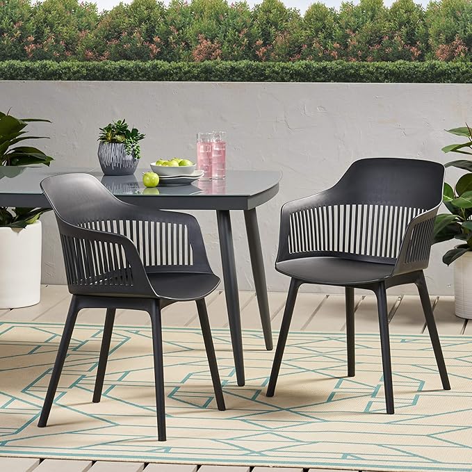 Christopher Knight Home Polypropylene Ladonna Outdoor Dining Chair (Set of 2), Black