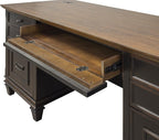 Martin Furniture Hartford Double Pedestal Shaped Desk, Brown - Fully Assembled