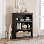 IDEALHOUSE 3 Tier Bookcase, Farmhouse Book Shelf with Storage, Low Book Case Wooden 3 Shelf Bookcase for Home Office, Living Room, Bed Room (Oak, 40.0" H x 31.5" W x 12.2" D)