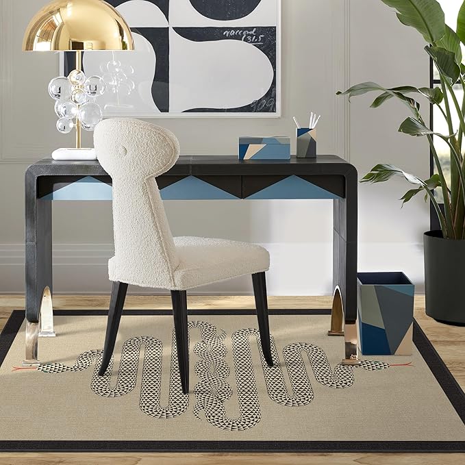 RUGGABLE x Jonathan Adler Washable Modern Area Rug – Venom Neutral 4x6, Stain-Resistant, Non-Slip – Medium Machine Washable Rugs for Living Room, Bedroom, Hallway, Entryway & Office–with Standard Pad