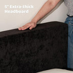 RECCI Cloud Upholstered King Bed Frame with Headboard, 5 Inch Foam Padded Platform, No Box Spring, Easy Assembly (Onyx)