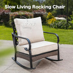 5 Piece Metal Outdoor Patio Furniture Set, Patio Conversation Sets, Outdoor Seating Furniture 3-Seater Sofa, 2 Leg Chair and 2 Swivel Chair with 5.75" Cushion for Backyard Deck, Beige