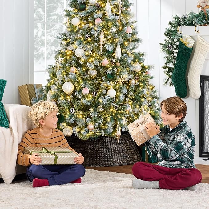 Best Choice Products 9ft Pre-Lit Scotch Pine Christmas Tree, Premium Frosted Pre-Decorated Artificial Holiday Decor w/ 2,020 Branch Tips, 2-in-1 White and Multicolor LED Lights, Cordless Setup