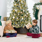 Best Choice Products 9ft Pre-Lit Scotch Pine Christmas Tree, Premium Frosted Pre-Decorated Artificial Holiday Decor w/ 2,020 Branch Tips, 2-in-1 White and Multicolor LED Lights, Cordless Setup