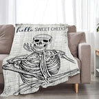 Funny Skeleton Throw Blanket - Skull Gifts and Decor for Boys, Men, Girls, Women, Kids, Adults - Soft Warm Cozy Fleece for Couch, Sofa, Bed 50"x40"