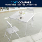 Flash Furniture Mindy Kids 3-Piece Folding Table and Chairs Set for Daycare and Classrooms, Children's Activity Table and Chairs Set, White