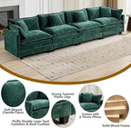 Aoowow Modular Sectional 4 Seater Cloud Sofa Couch for Living Room,149.6" Cloud Sofas with Deep Seat,Modern Chenille 4 Seat Sofas,Fluffy Cloud Couches for Bedroom,Office,Hotel (Green, 4 Seater)