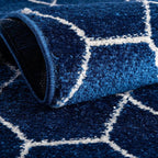 Unique Loom Trellis Frieze Collection Area Rug - Geometric (2' x 10' Runner, Navy Blue/ Ivory)